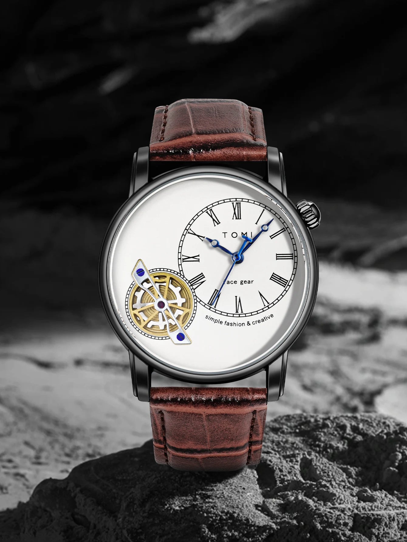 TOMI Set Gift Box Luxury and Fashionable Men's Quartz Watch Leisure Calendar Double Strap Quartz Watch Festival Gift