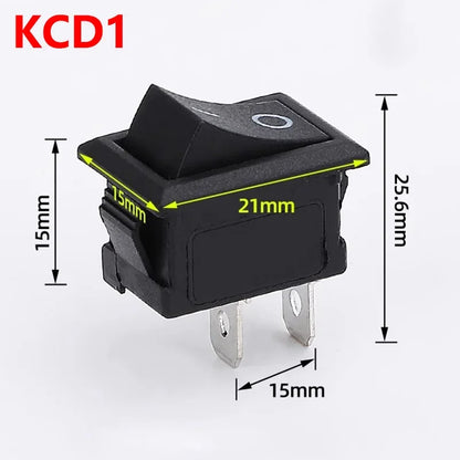 5/20/100pcs Auto Car Truck Boat Rocker Switch 250V 3A 2Pin ON/OFF Toggle SPST Switches Rocker Switch 10x15mm 15*21mm