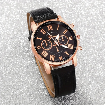 4-piece set of fashionable women's quartz watch - stylish circular dial, suitable for daily wear and special occasions