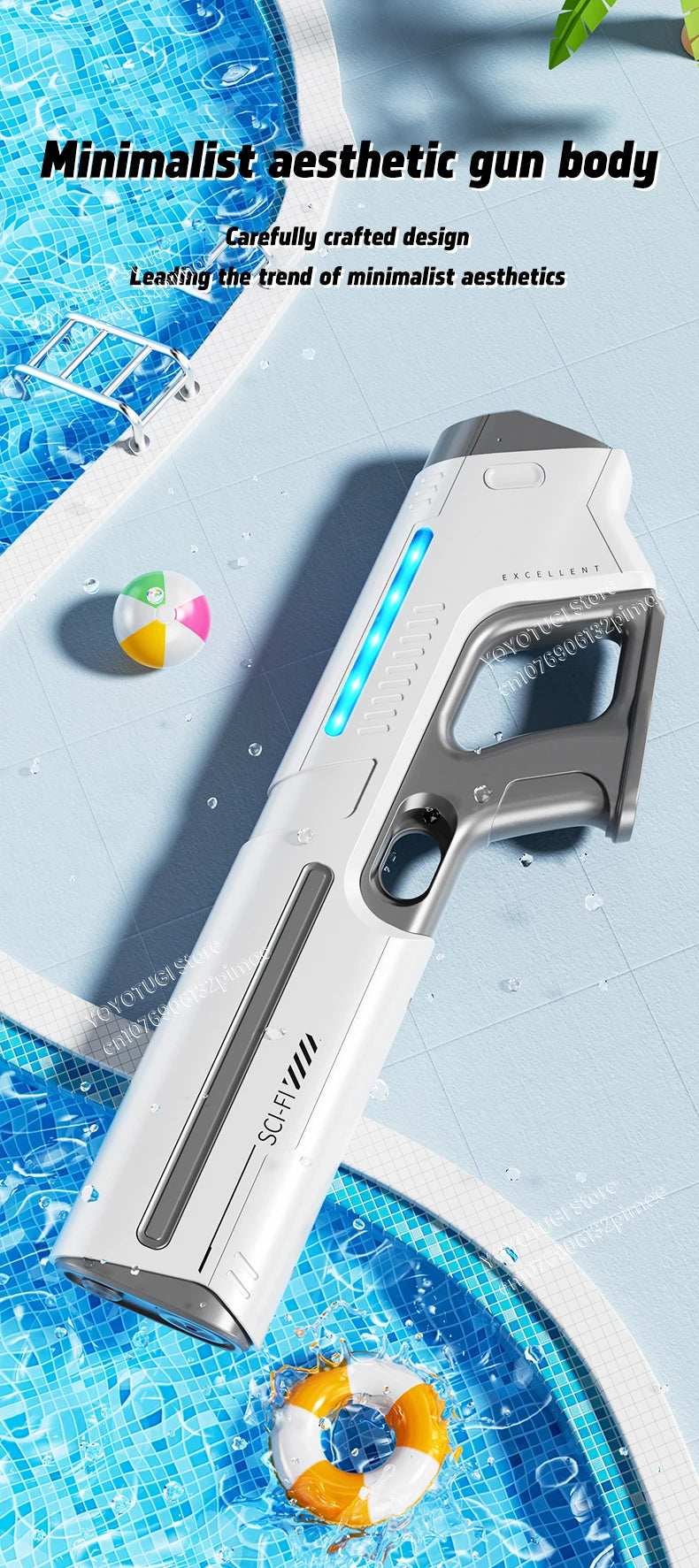 Children's Fully Automatic Water Storage Gun Large Capacity Electric Water Absorbing Toy Gun Summer Outdoor Water Toy Gift