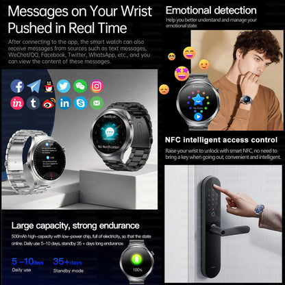 2026New 1.73-inch Sapphire AMOLED Smart Watch Men Women ECG Uric Acid Blood Pressure Health Track Call Clock Care Smartwatch NFC