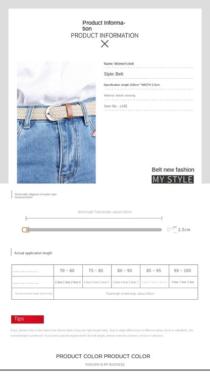 2.5cmx100cm Unisex Extended Elastic Knitted Thin Belt Women's Needle Button Canvas Jeans Student  Canvas Elastic Belt for Women