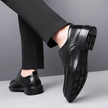2026 Summer Hollow Out Breathable Deodorant Genuine Leather Business Dress Shoes British Style High-end Formal Shoes Hot Sale