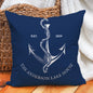 Custom Boat Name Pillow Covers Personalized Nautical Anchor Cushion Cases for Yacht Home Decor Beach House Welcome Aboard