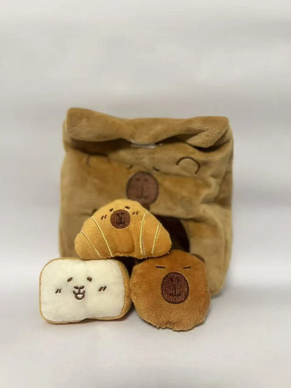 Cartoon A Bag of Capybara Snacks Doll Adorable Stuffed Capibara Doll Snack Bag Plush Toys Creative Pudding Bag Kawaii Kids Gifts
