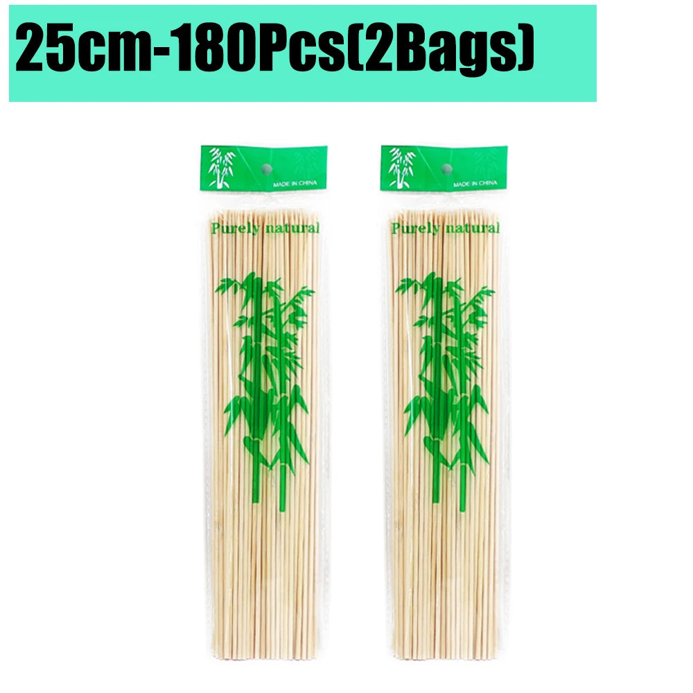 90-1350Pcs Bamboo Wooden BBQ Skewers Sticks Disposable 15/20/25/30cm for Grilling, Fruit, Kabob,BBQ, Barbecue, Camping, Outdoor