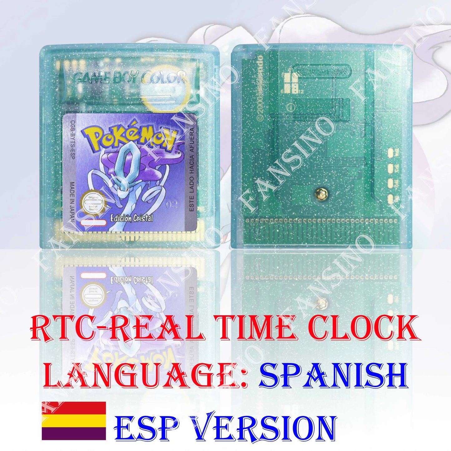 GB/GBC Real Time Clock Pokemon Crystal/Gold/Silver Version Video Game Cartridge with Battery USA/NOE/FRA/ESP/ITA Version