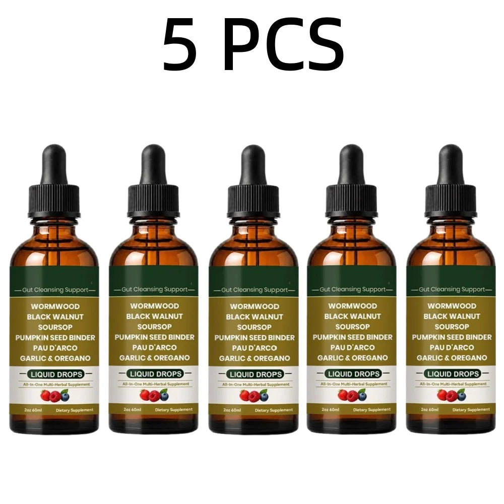 Wormwood Black Walnut Herbal Liquid Drops Gut Cleansing Supplement Aid Digestion Relieve Bloating Support Intestinal Health