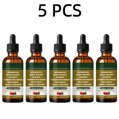 Wormwood Black Walnut Herbal Liquid Drops Gut Cleansing Supplement Aid Digestion Relieve Bloating Support Intestinal Health