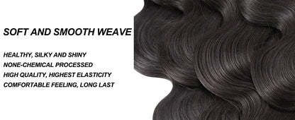 42-calowe wiązki falowanych ludzkich włosów, naturalne czarne brazylijskie dziewicze włosy 12A, nieprzetworzone prawdziwe doczepiane włosy z ludzkich włosów, pełne