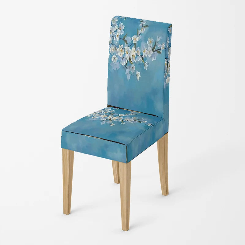 Home chair cover Oil painting style kitchen chairs Coversadjustable dining elastic fabricchairs covers chair cover for wedding
