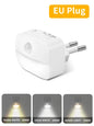 LED Night Light EU US Plug In Smart Motion Sensor Light 220V Wall Lamp For Home Aisle Hallway Stair Kitchen Bedroom Night Lamp