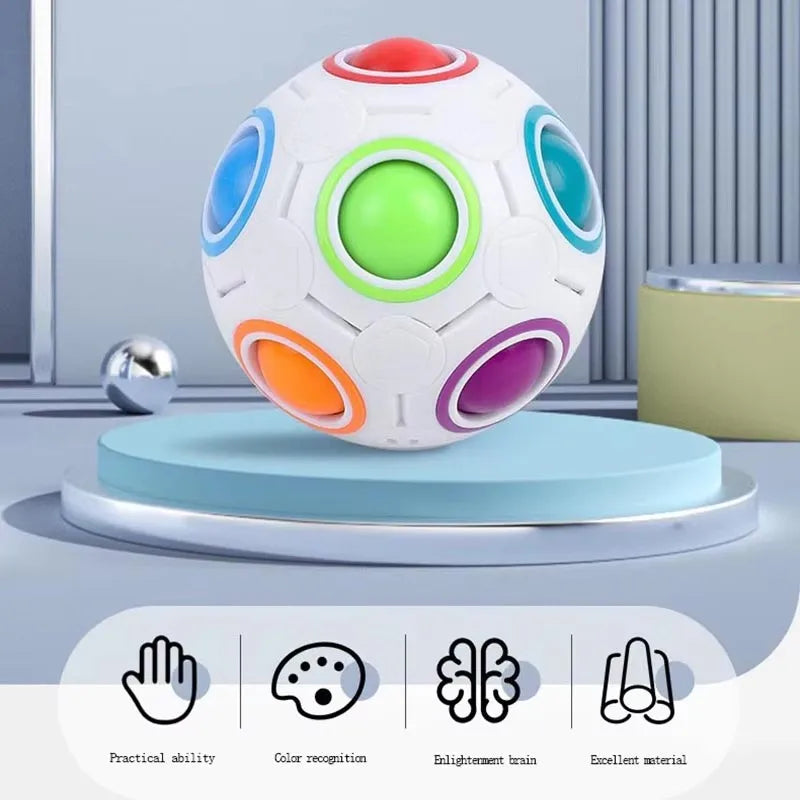 Magic Rainbow Puzzle Ball Cube Speed Ball Fun Brain-training Stress Reliever Fidget Ball Toy Christmas for Kids And Adults