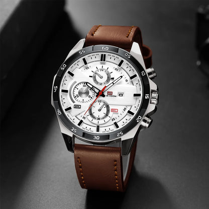 Man Sports Watches Fashion Racing Series 46mm Black Leather Clock VA VA VOOM Quartz Movement 3Bar Waterproof Wrist Watch for Men
