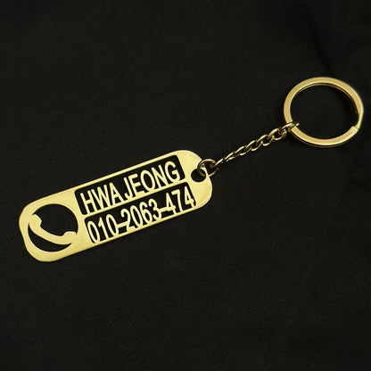 Customized Logo Name Number Plate Keychain Stainless Pteel Private Customized Jewelry Key Anti-lost Pendant Gift For Man Women