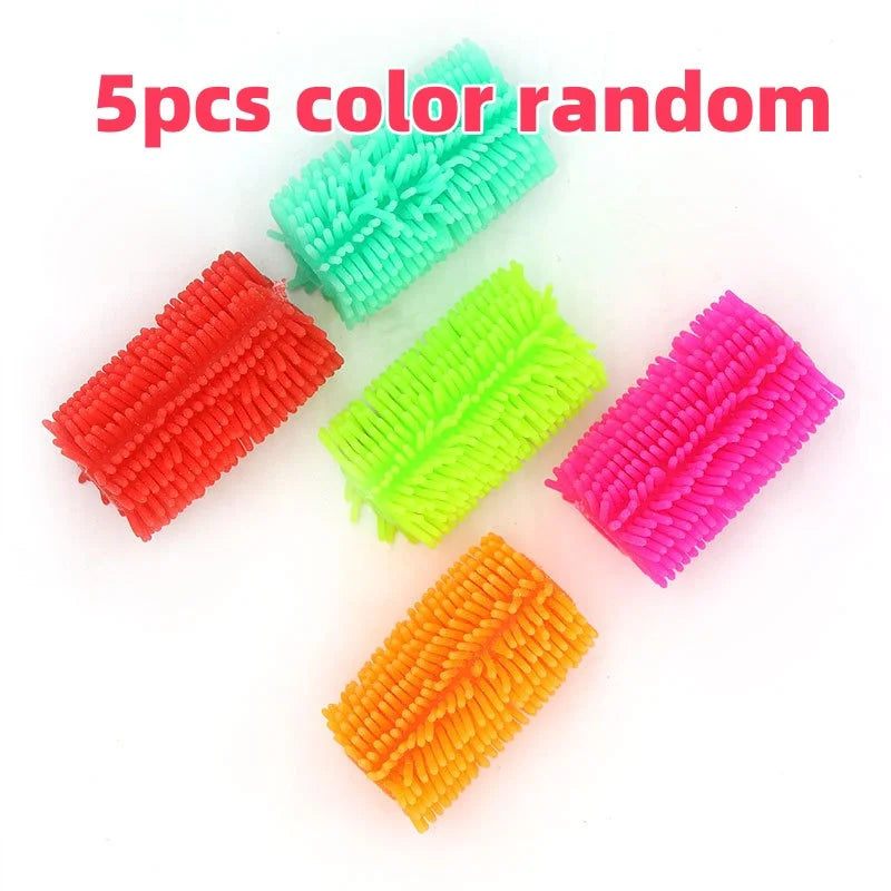 10Pcs Colorful Furry Portable Pen Case Squeeze Stress Relief Music Fun Creative Novelty Prank Decompression Toys Adults Kids