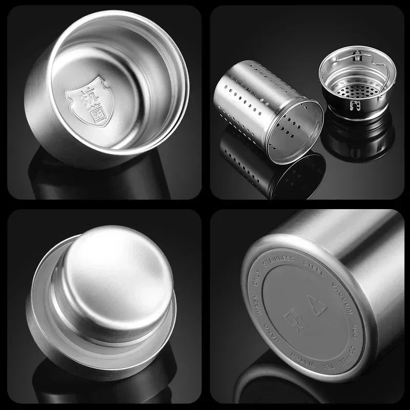 Large Capacity Cold & Hot Thermos Tumbler, Stainless Steel Insulated Water Bottle, Tea Coffee Flask Pot Travel Mug