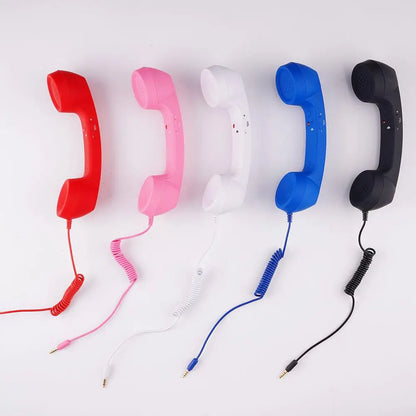 3.5mm Universal Retro Telephone Handset Retro Telephone Receiver Handset Mini Microphone Speaker for Mobile Phones Computers