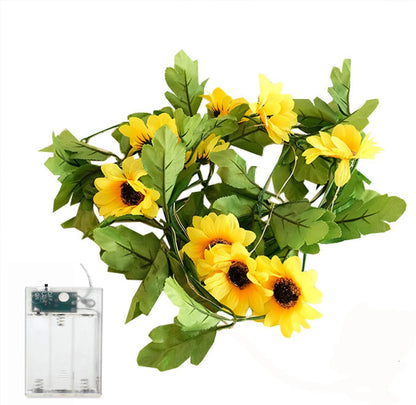 2/5/10M Solar Sunflower String Light Outdoor Waterproof Artificial Flower Vine Atmosphere Lamp For Home Party Holiday Decoration