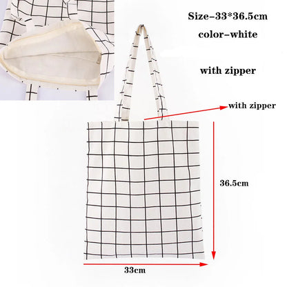 Canvas Cotton bag grocery handbag Foldable Fabric tote bag portable Storage organizer Shopping bag for woman Cloth organizer bag