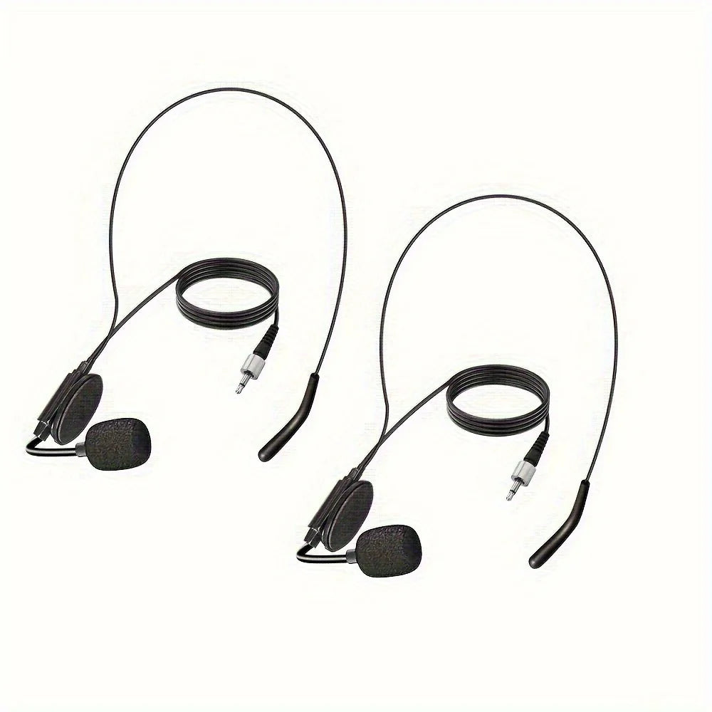 Headset microphone with noise-canceling earpiece, compatible with belt-pack transmitter, ideal for teaching and conferences.