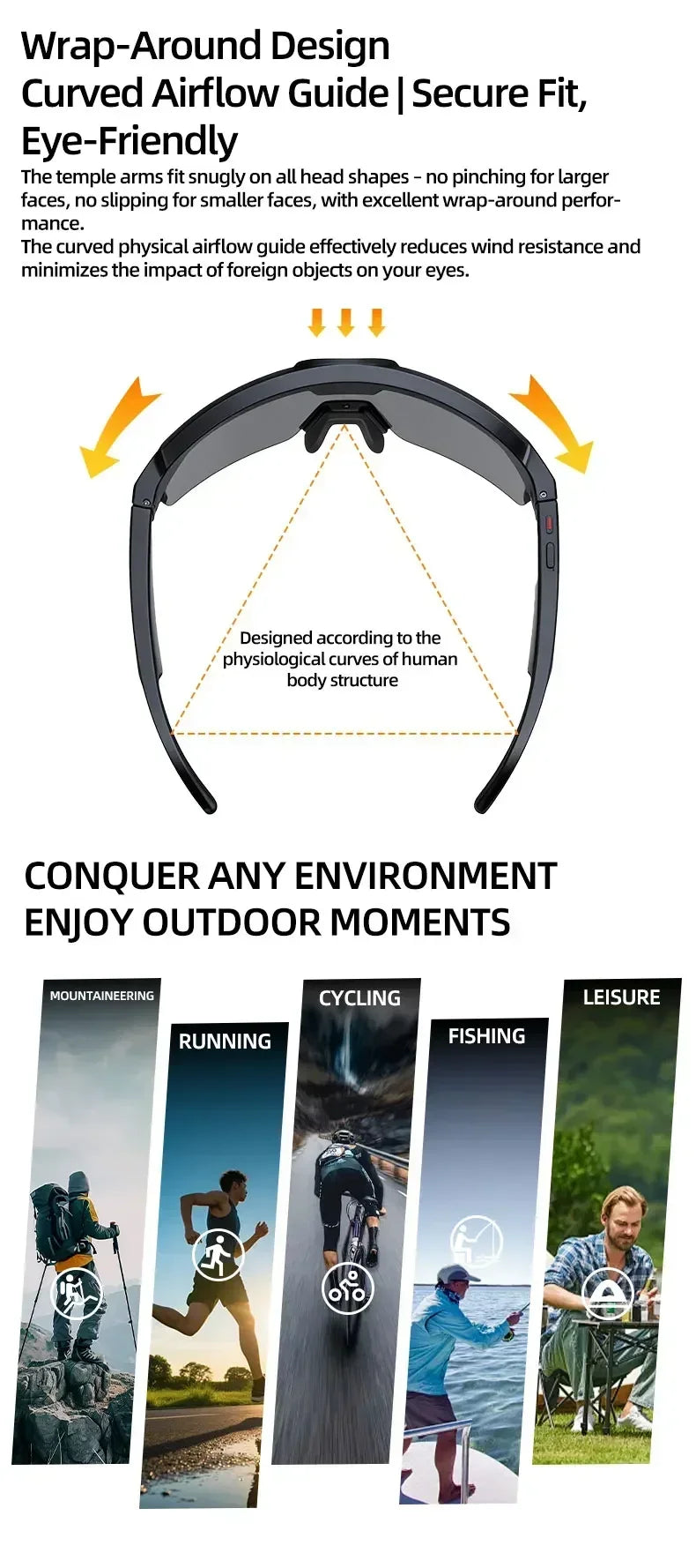 2026 Cycling Glasses with 800W HD Camera UV Protection Voice Assistant AI Translation Bluetooth Wireless Calling Cycling Glasses