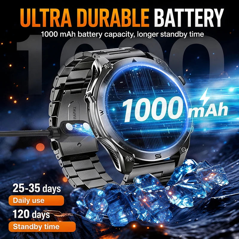 2026 New Military grade GPS Smart Watch Built-in Dual-band AGPS path 10ATM Waterproof Compass 1000mAh 170+Sports Smart Watch men
