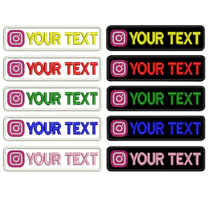 Custom Name Tags Number ID Badge Embroidered Patches with Instagram Logo Iron on Hook Loop Backing