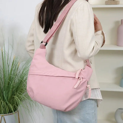 Fashion Large Capacity Women's Crossbody Bag Solid Color Multi-layered Shoulder Bag Simple Dumpling Bag Travel