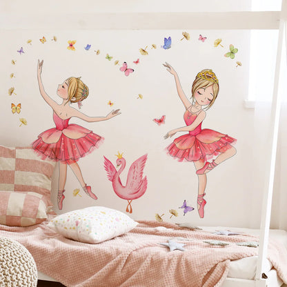 Ballet Girl Vinyl Child Wall Stickers For Baby Kids Room Decoration Adhesive Wallpaper Bedroom Accessories Room Decor Wall Art