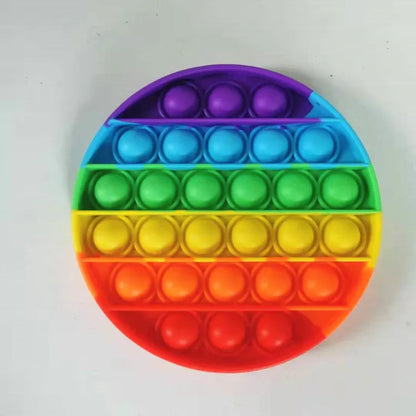 Silicone Rainbow Push Pop Toy, Round Sensory Fidget Bubble Toy, Anxiety Relief Desktop Game for Children
