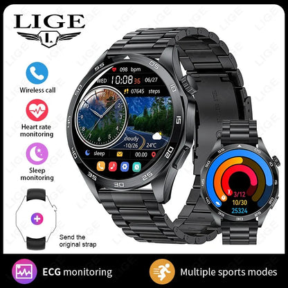 LIGE Micro Physical Examination ECG Smart Watch Men Bluetooth Call Heart Rate Blood Pressure Oxygen Health Smartwatch 2025 New