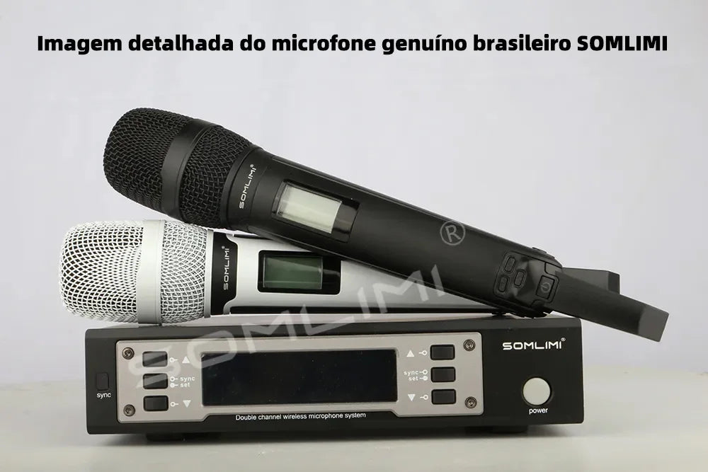 SOMLIMI 135G4 UHF Dual Channels Profession Wireless Microphone System Stage Performance Dynamic Long Distance Metal Handheld