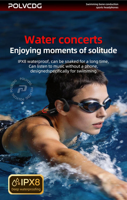 POLVCDG Bone Conduction Headset X7 IPX8 32GB Bluetooth 5.3 Wireless Headset with microphone Waterproof Swim 2023 New