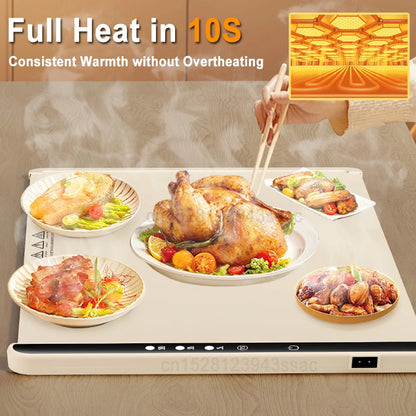 Food Warmer Plate Electric Warming Tray Foldable Food Warming Pad Electric Food Warmer Fast Heating Portable Food Warming Mat