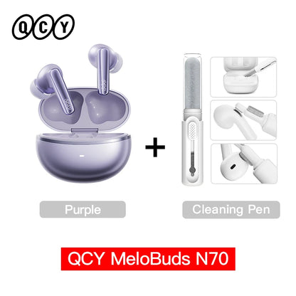QCY MeloBuds N70 Adaptacyjne ANC Bezprzewodowe słuchawki douszne Bluetooth 6.0 LDAC Hi-Res Audio 6 mikrofonów Ładowanie bezprzewodowe Słuchawki 50 godzin IPX5