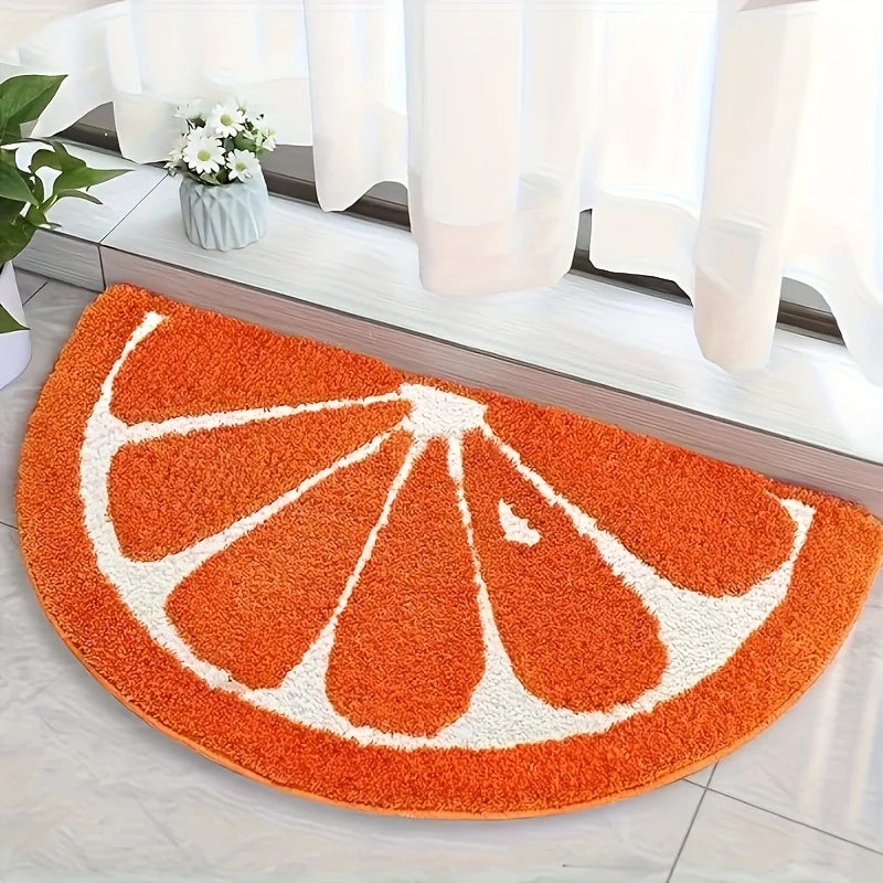 VIKAMA orange semi-circular bathroom floor mat anti slip quick drying bathroom shower room carpet modern bathroom decoration