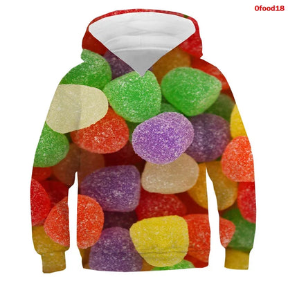 3D Print Funny Food Tops Candy Macaron Girls Boys Hoodies Kids Hooded Sweatshirts Teens Clothes 2021 Children Nutella Pullovers