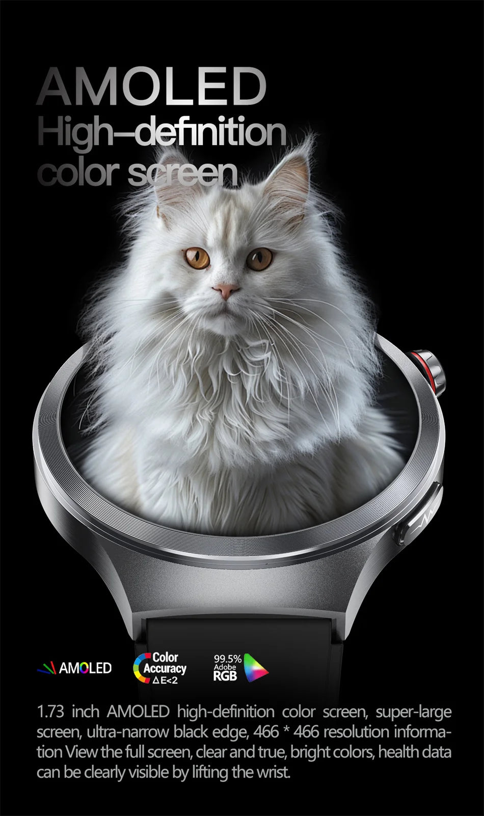 2026New 1.73-inch Sapphire AMOLED Smart Watch Men Women ECG Uric Acid Blood Pressure Health Track Call Clock Care Smartwatch NFC