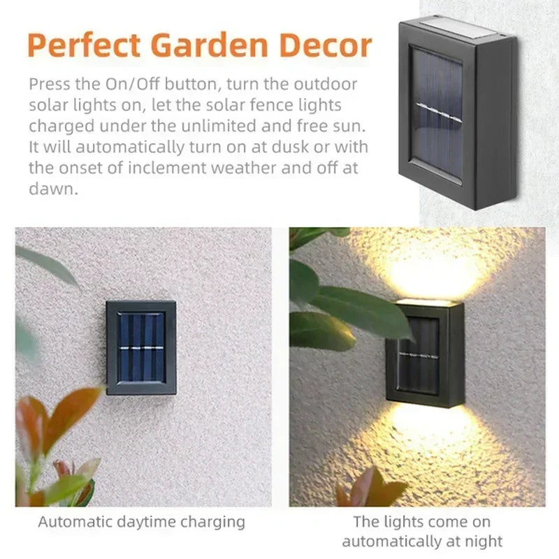 Solar Up and Down Spot Lights Outdoor, Street Wall Light Lamp Solar Powered Sunlight Waterproof Solar Lamp Garden Decorative