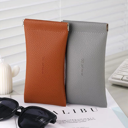 Litchi Magnetic Automatic Closing Glasses Bag Men Women Fashion Portable Soft PU Leather Reading Sunglasses Protective Pouch