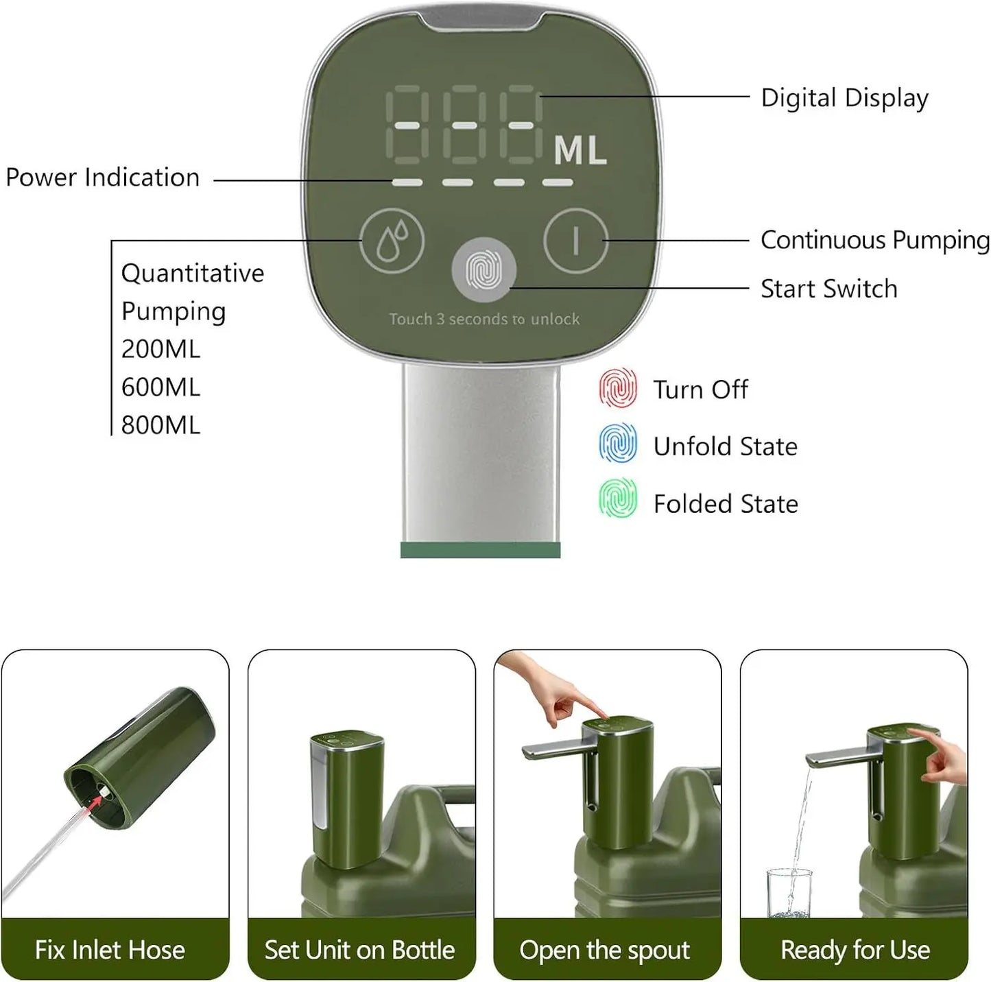 Electric Water Pump Household Bottled Water Water Extractor Folding Purified Water Dispenser Suction Pump Outdoor