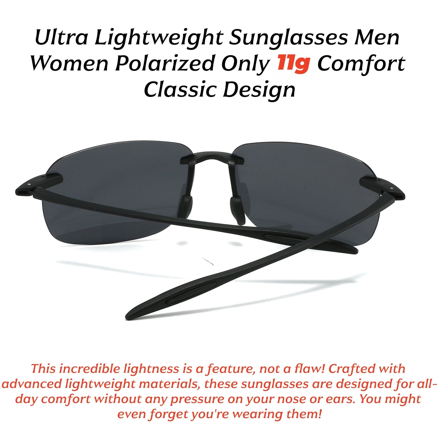 3PCS Ultra Light 11g TR90 Frameless Polarized Sunglasses - Flexible & Comfort Fit, Square Shape for Driving, Fishing, Outdoor
