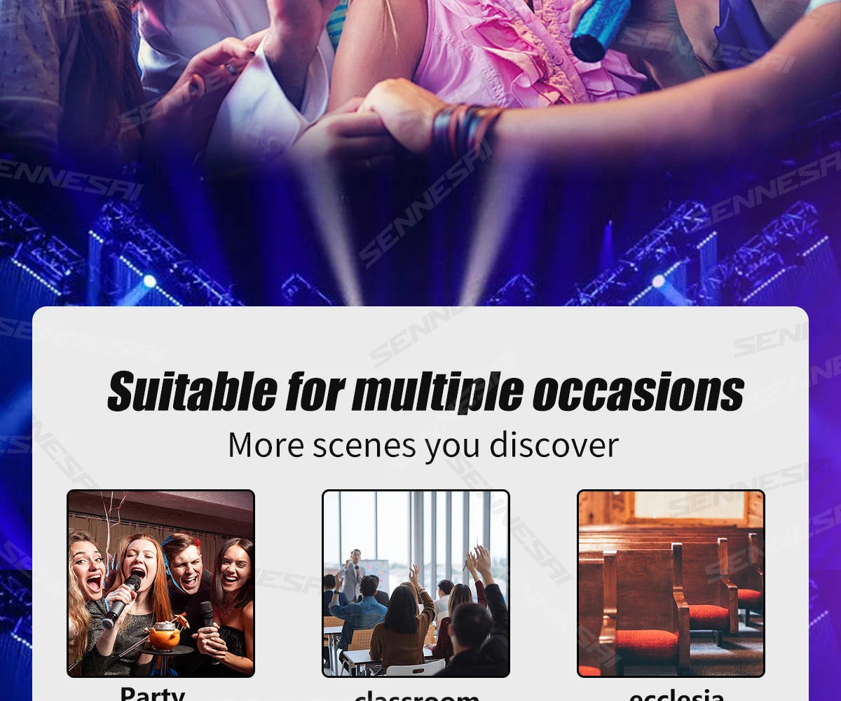 SENNESAI GLXD24 B58 Professional Dual Wireless Microphone 600-699MHz System Stage Performances UHF Dynamic 2 Channel Handheld