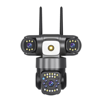 15MP IP Camera WiFi PTZ Three Camera Outdoor Wireless Solar 20000Mah Built-in Battery Video Surveillance Cam Long Time Standby
