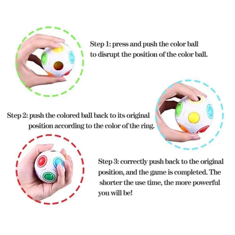 Magic Rainbow Puzzle Ball Cube Speed Ball Fun Brain-training Stress Reliever Fidget Ball Toy Christmas for Kids And Adults