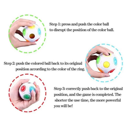 Magic Rainbow Puzzle Ball Cube Speed Ball Fun Brain-training Stress Reliever Fidget Ball Toy Christmas for Kids And Adults