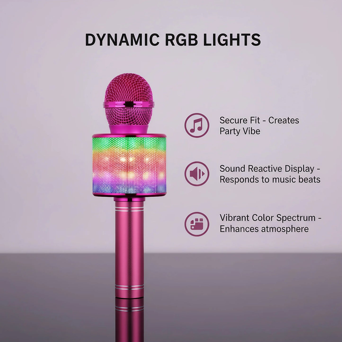 Fun Karaoke Microphone Speaker for Adults Kids, Wireless Bluetooth, Voice Changer, Echo Effect, LED Lights Microphone for Party