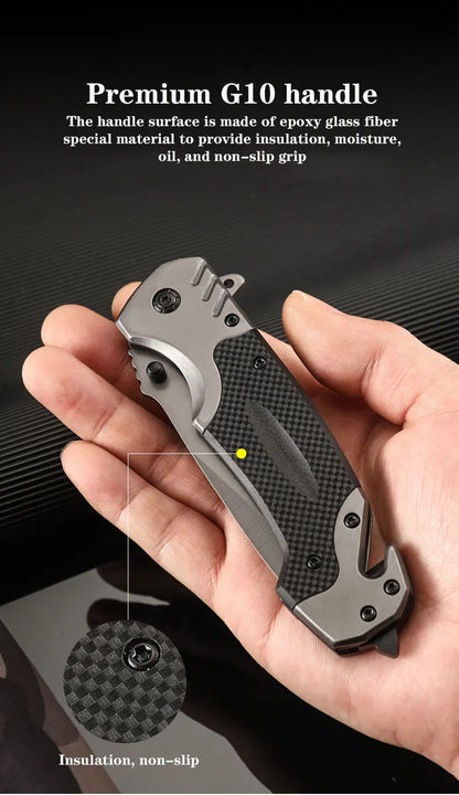 Compact folding knife with outdoor functions, stainless steel small knife, portable travel knife, fruit knife, for camping.