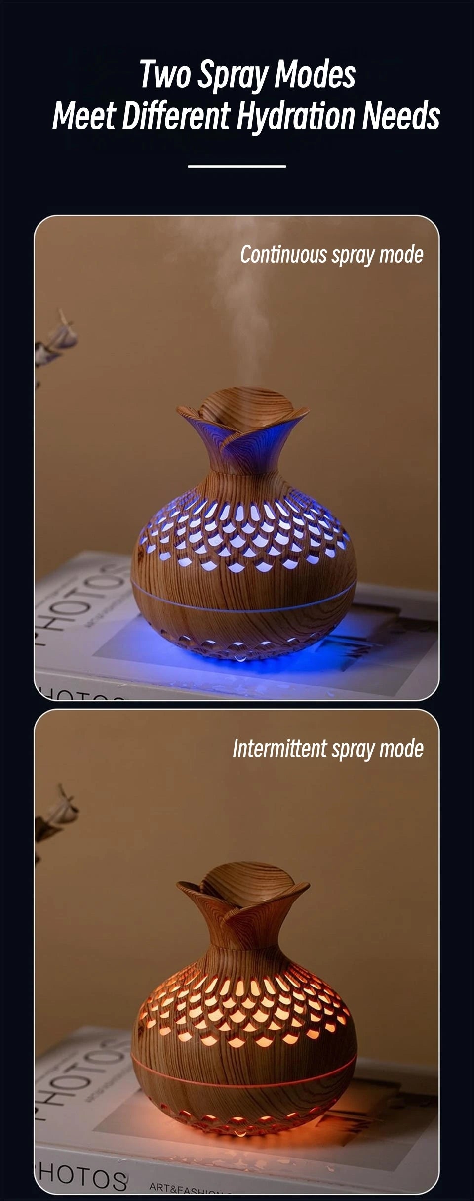 Wood Grain Humidifier 300ml USB Aroma Diffuser Atomizer USB Household Humidifier Hydrating Instrument Desktop Humidifier